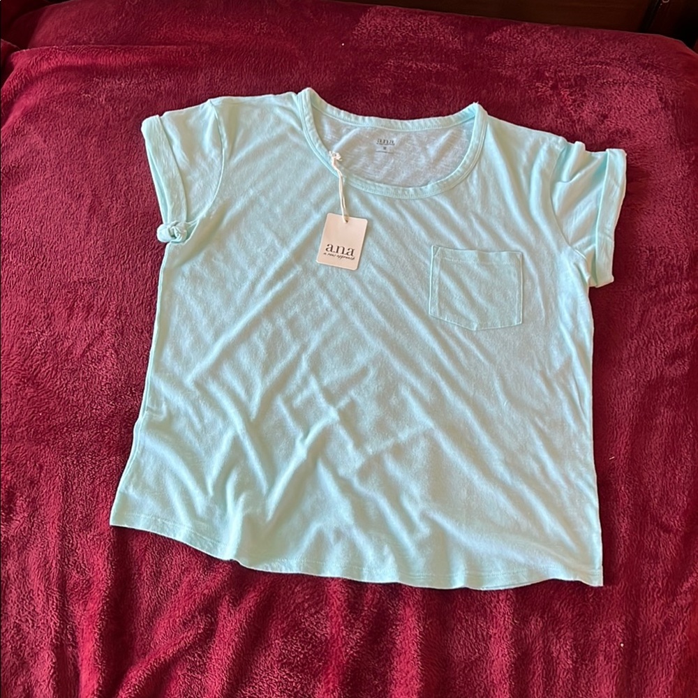 a.n.a Light Blue Short Sleeve Blouse